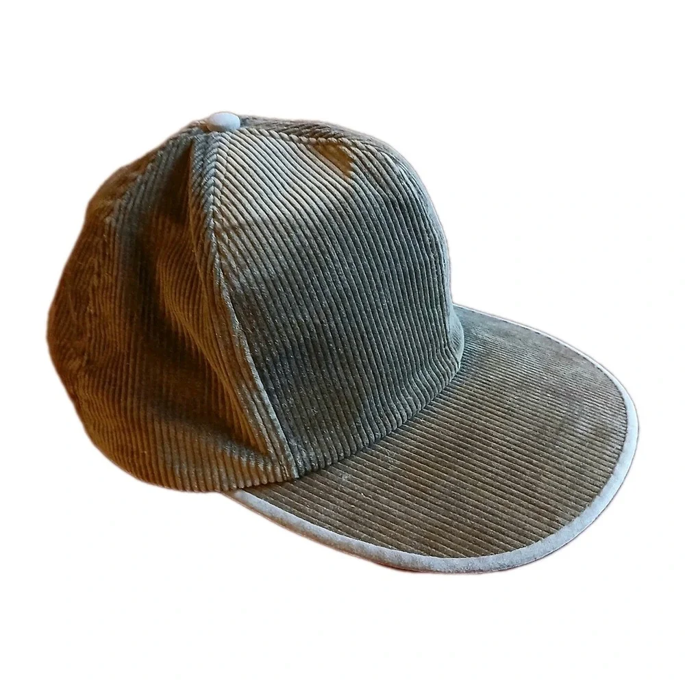 VTG Rare Wrangler Corduroy  5-Panel Adjustable Baseball Cap brown Sz 7 3/8 #1591